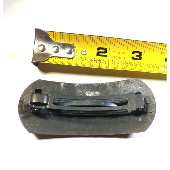 Tension Barrette Hammered Brass Design 3" Long Classic France - Picture 3 of 7